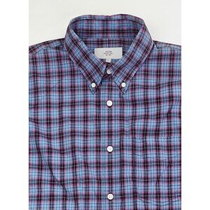 Jack Spade Large Mens Blue Red Black Check Button Down Long Sleeve Cotton Shirt